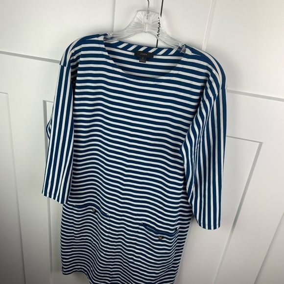 J Crew SMALL front pockets dress Blue stripe preppy office Corpcore minimalist - Picture 5 of 7